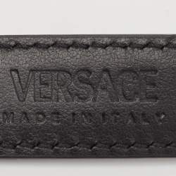 Versace Black Leather La Medusa Slim Buckle Belt 90CM