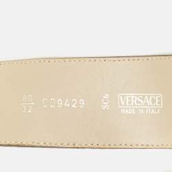 Versace Beige Croc Embossed Leather Medusa Chain Waist Belt 80CM