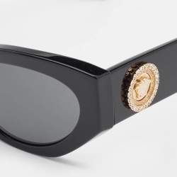 Pre Owned Versace Black MOD. 4376-B Medusa Crystals Cat Eye Sunglasses