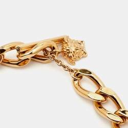 Pre Owned Versace Medusa Crystals Gold Tone Necklace