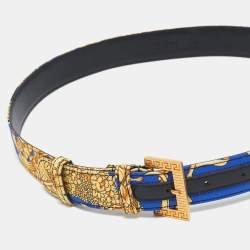 Versace Multicolor Baroque Print Fabric Buckle Waist Belt