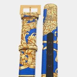 Versace Multicolor Baroque Print Fabric Buckle Waist Belt