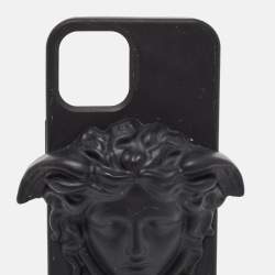 Versace Black Rubber La Medusa iPhone 12/12 Pro Cover