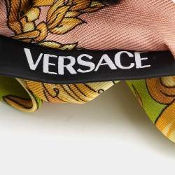 Versace Green Barocco Goddess Silk Ribbon Scrunchie