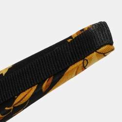 Pre Owned Versace Yellow/Black Baroque Print Silk Headband
