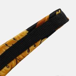 Pre Owned Versace Yellow/Black Baroque Print Silk Headband