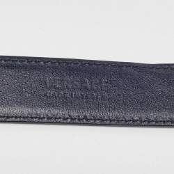Versace Navy Blue Leather Medusa Buckle Belt 80CM