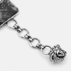 Versace Medusa Gunmetal Tone Triple Link Charm Bracelet
