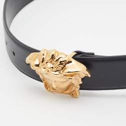 Versace Black Leather Medusa Head Buckle Belt 95CM