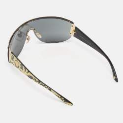 Pre Owned Versace Black/Yellow Gradient  MOD. 4232-B Crystals Shield Sunglasses