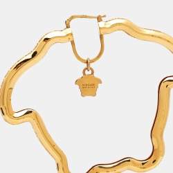 Pre Owned Versace Medusa Gold Tone Hoop Earrings
