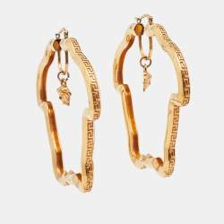 Pre Owned Versace Medusa Gold Tone Hoop Earrings