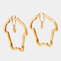 Pre Owned Versace Medusa Gold Tone Hoop Earrings