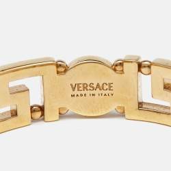 Versace Greca Gold Tone Open Cuff Bracelet S