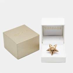 Versace Medusa Star Rose Gold Tone Metal Ring Size 53