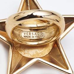 Versace Medusa Star Rose Gold Tone Metal Ring Size 53