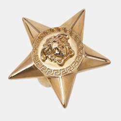 Versace Medusa Star Rose Gold Tone Metal Ring Size 53
