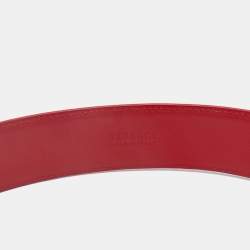 Versace Red Leather Medusa Square Buckle Belt 85CM
