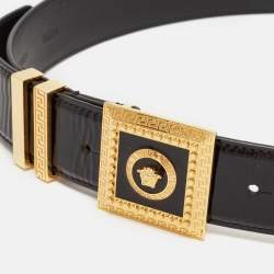 Versace Black Patent Leather Medusa Square Buckle Belt 85 CM
