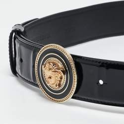 Versace Black Patent Leather Medusa Buckle Belt 85 CM