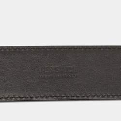 مملوكة مسبقًا Versace Black Patent Leather Medusa Square Buckle Belt 85 CM