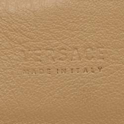 Pre Owned Versace White Leather Medusa Rectangle Buckle Belt 85 CM