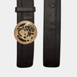 Versace Black Leather Medusa Head Buckle Belt 85CM