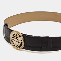 Versace Black Leather Medusa Head Buckle Belt 85CM