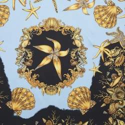 Pre Owned Versace Blue Trésor De La Mer Print Silk Scarf