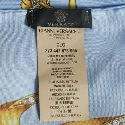 Pre Owned Versace Blue Trésor De La Mer Print Silk Scarf