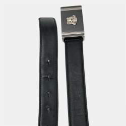 Versace Black Leather Icon Medusa Belt 90CM