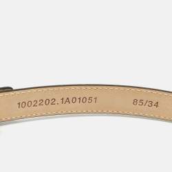 Pre Owned Versace Black Leather Logo Crystals Waist Belt 85CM