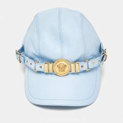 Versace Tribute Blue Leather Medusa Medalion Baseball Cap Size 57