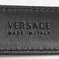 Versace Black Leather Medusa Slim Belt 