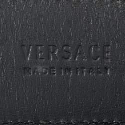 مملوكة مسبقًا Versace Black Barocco Embossed Leather Medusa Buckle Belt 90CM