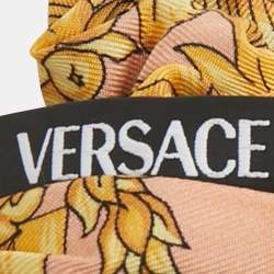 Versace Multicolor Barocco Print Silk Scrunchie