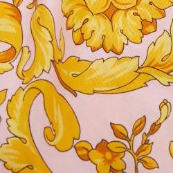 Versace Pink Barocco Print Silk Scrunchie