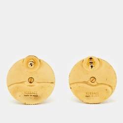 Pre Owned Versace Medusa Biggie Gold Tone Earrings