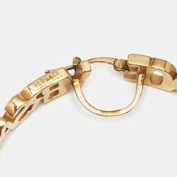 Pre Owned Versace Logo Gold Tone Hoop Earrings