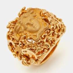 مملوكة مسبقًا خاتم فيرساتشي ميدوسا معدن ذهبي مقاس 56