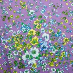 Pre Owned Versace Purple Floral Print Silk Scarf 