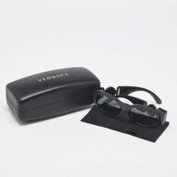 Pre Owned Versace Black MOD 4361 Medusa Biggie Rectangular Sunglasses