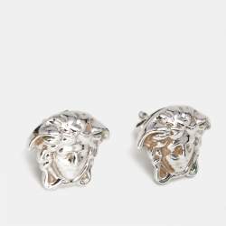 Pre Owned Versace Medusa Silver Tone Earrings