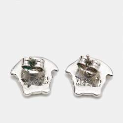 Pre Owned Versace Medusa Silver Tone Earrings
