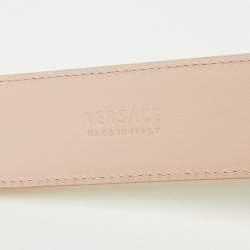 Pre Owned Versace Pink Patent Leather Medusa Square Buckle Belt 75CM