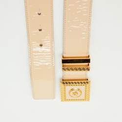 Pre Owned Versace Pink Patent Leather Medusa Square Buckle Belt 75CM