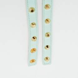 Pre Owned Versace Mint Blue Leather Studded Belt 75 CM
