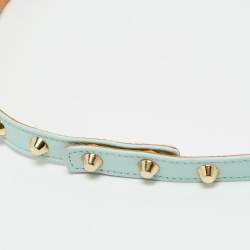 Pre Owned Versace Mint Blue Leather Studded Belt 75 CM