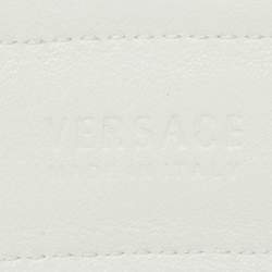 Pre Owned Versace White Leather Zip Detail Buckle Belt 70 CM