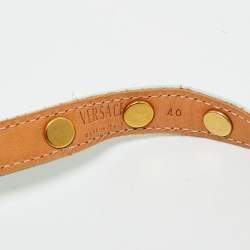 Pre Owned Versace  Light Blue Leather Studded Wrap Around Bracelet 